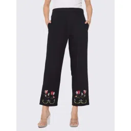 MADAME Black Embroidered Casual Trousers-picture-16