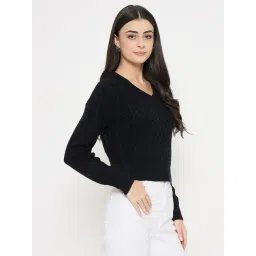 MADAME Black Solid Long Sleeves Sweater image 3