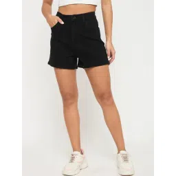 MADAME Black Solid Shorts-picture-34