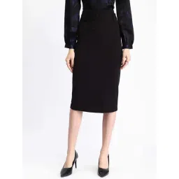 MADAME Black Solid Skirt-picture-30