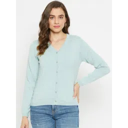 MADAME Blue Acrylic Regular Fit Cardigan-picture-42