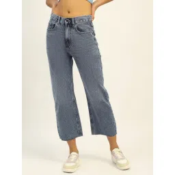 Madame Blue Cotton Boyfriend Solid Jeans-picture-24