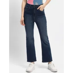 MADAME Blue Cotton Flared Fit Mid Rise Jeans-picture-37