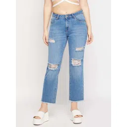 Madame Blue Cotton Regular Fit Jeans-picture-36