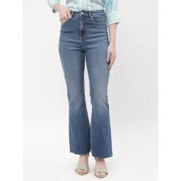 MADAME Blue Cotton Regular Fit Mid Rise Jeans-picture-23