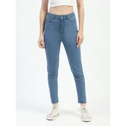 MADAME Blue Cotton Regular Fit Mid Rise Jeans-picture-21