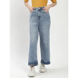 MADAME Blue Cotton Regular Fit Mid Rise Jeans-picture-22