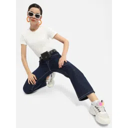 MADAME Blue Cotton Regular Fit Mid Rise Jeans image 4