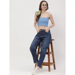 MADAME Blue Cotton Regular Fit Mid Rise Jeans image 4