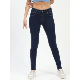 MADAME Blue Cotton Skinny Fit Mid Rise Jeans-picture-20