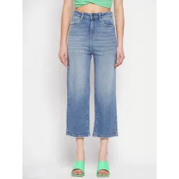 MADAME Blue Denim Straight Fit Mid Rise Jeans-picture-13