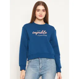 MADAME Blue Graphic Print Sweatshirt-picture-27