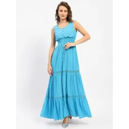 MADAME Blue Regular Fit Maxi Dress-picture-34