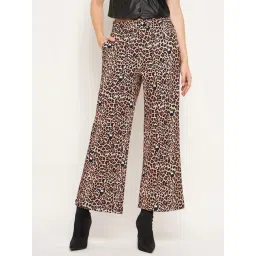 MADAME Brown & Black Animal Print Regular Fit Mid Rise Trousers-picture-23