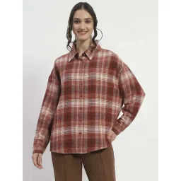 MADAME Brown Cotton Chequered Shirt-picture-22