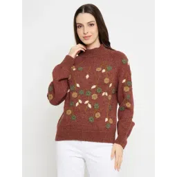 MADAME Brown Embroidered Long Sleeves Sweater-picture-39