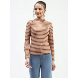 Madame Brown Polyester Stripes Top-picture-40