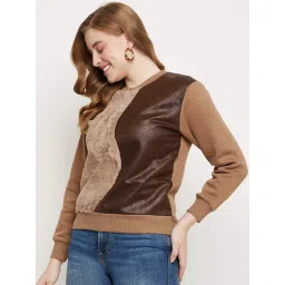 MADAME Brown Self Pattern Sweatshirt image 3