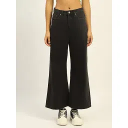 Madame Charcoal Cotton Flared Solid Jeans-picture-14