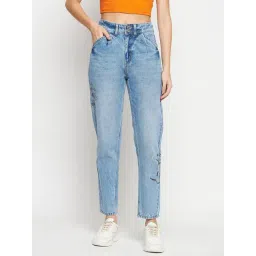 Madame Dark Blue Cotton Printed Mid Rise Jeans-picture-26