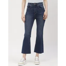 MADAME Dark Blue Cotton Regular Fit Mid Rise Jeans-picture-28