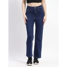 MADAME Dark Blue Cotton Straight Fit Mid Rise Jeans-picture-22