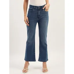 Madame Dark Blue Cotton Straight Fit Solid Jeans-picture-38