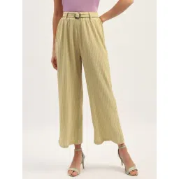 Madame Dusty Green Polyester Tapered Fit Solid Trouser-picture-35