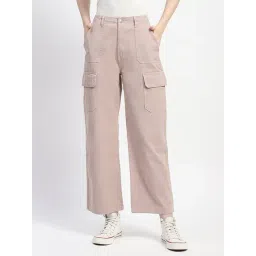 MADAME Dusty Pink Cotton Relaxed Fit High Rise Cargo Jeans-picture-40