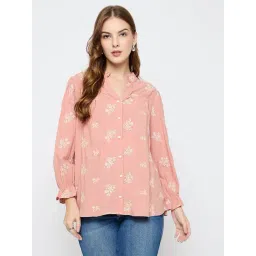 Madame Dusty Pink Regular Fit Floral Print Printed Top-picture-30