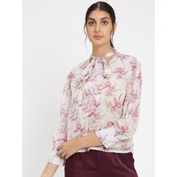 Madame Floral Print Tie-Up Neck Top-picture-42