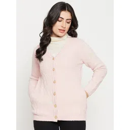 Madame Floral Self Design Acrylic Cardigan Sweater-picture-34