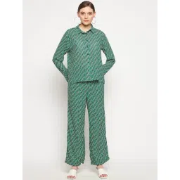 Madame Forest Green Polyester Straight Fit Solid Trouser-picture-36