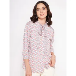 Madame Geometric Printed Tie-Up Neck Top-picture-19