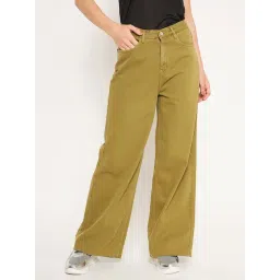 MADAME Green Cotton Mid Rise Flared Jeans-picture-43