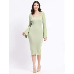 MADAME Green Plain Shift Dress image 1