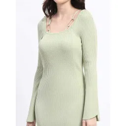 MADAME Green Plain Shift Dress image 4