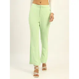 Madame Green Polyester Straight Fit Solid Trouser-picture-30