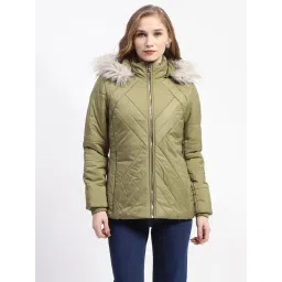 MADAME Green Regular Fit Puffer Jacket-picture-40