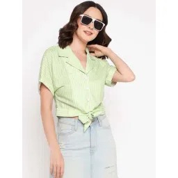 Madame Green Regular Fit Striped Shirt-picture-29