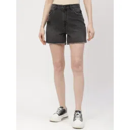 MADAME Grey Cotton Regular Fit Shorts-picture-35