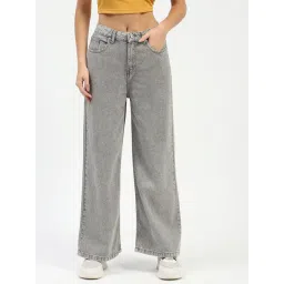 MADAME Grey Cotton Relaxed Fit Mid Rise Jeans-picture-15