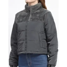 MADAME Grey Relaxed Fit Puffer Jacket image 5