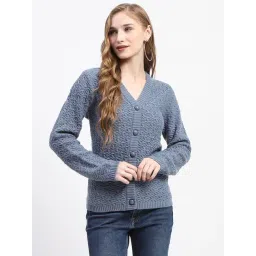 MADAME Grey Self Design Cardigan-picture-29