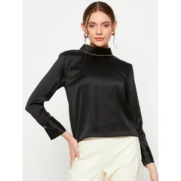 Madame High Neck Cuffed Sleeves Tie-Up Detailed Top-picture-38