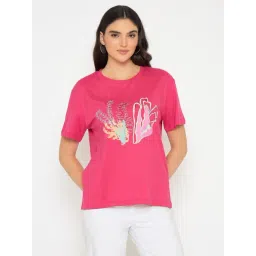 MADAME Hot Pink Embroidered T-Shirt-picture-20