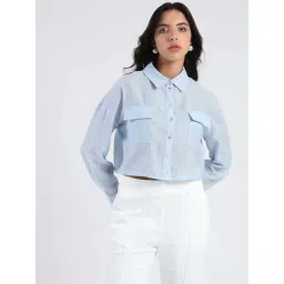 Madame Ice Blue Regular Fit Casual Shirts-picture-35