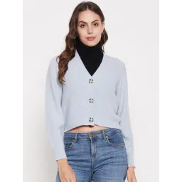 MADAME Light Blue Regular Fit Sweater-picture-36