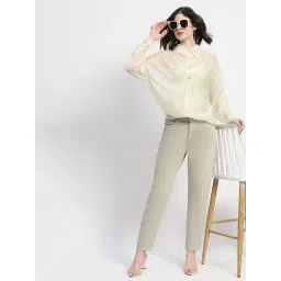 MADAME Light Green Cotton Relaxed Fit Mid Rise Jeans image 4