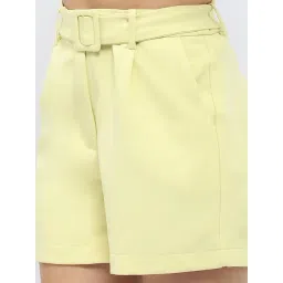 MADAME Light Yellow Relaxed Fit Shorts image 5